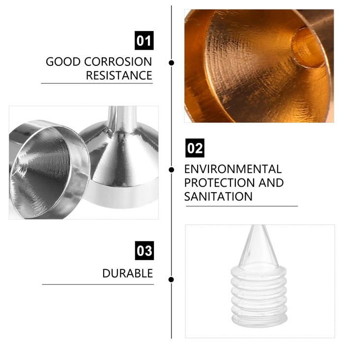 12 Pièces Mini Entonnoir En Aluminium Platina Or Huile Essentielle En Métal – Outil De