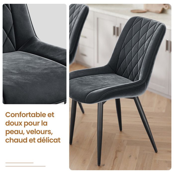 Chaise De Salle à Manger Lot De 2 Chaises Salle A Manger En Velours Pieds Dorés Chaise Salle à Manger Avec Coussin Épais, Blanc