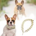 ARAMOX Collier pour animaux de compagnie Mode réglable Pet chat petit chien collier de cravate en métal Cool plaqué or chaîne-0