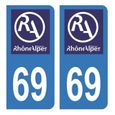 Autocollant Stickers plaque immatriculation voiture Département 69 Rhône Logo Ancienne Région Rhône Alpes-0