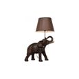 Lampe de table Eléphant Safari - Kare Design - Original et colonial - Brun - Beige - Lin - Ethnique - Tissu-0