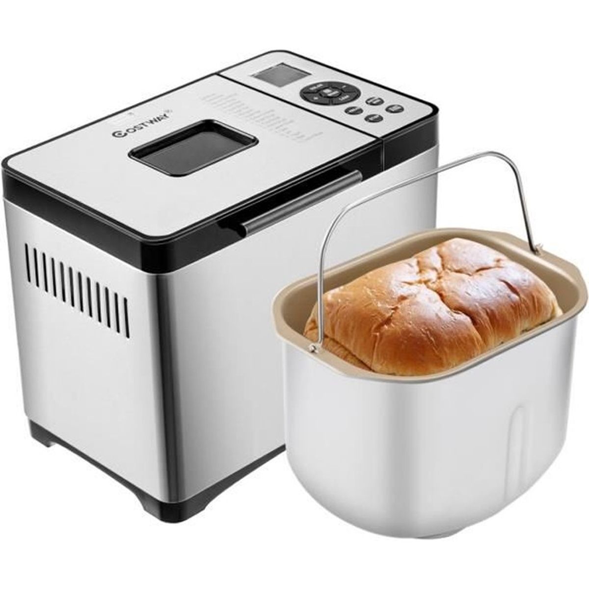 Machine à pain 19 Programmes Inox 500g-1kg 650W avec Distributeur ...