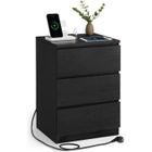 VASAGLE Table de Chevet avec Multiprise, Table d’Appoint avec 3 Tiroirs, 2 Prises CA, 2 Ports USB, pour Salon, Chambre, Bureau,