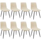 WAFTING Lot de 8 chaises de Salle à Manger rembourrées avec Dossier Haut et Design en Lin,Beige