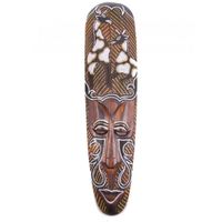 Masque Africain en bois 50cm motif Girafe Marron
