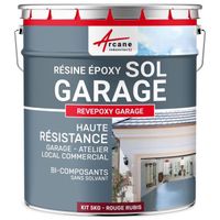 Peinture epoxy garage sol REVEPOXY GARAGE  Rouge rubis ral 3003 - kit 5 Kg (couvre jusqu'à 16m² pour 2 couches)