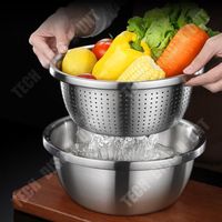 TD® uf de cuisson pot de salade de fruits 304 pot acier inoxydable ensemble panier de vidange de ménage cuisine 24CM lavage de légu