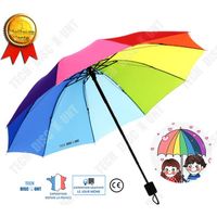 TD® Parapluie pliant multicolore arc-en-ciel adulte multicolore coloré temps pluvieux ou ensoleillé résistant rétractable trois fois