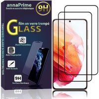 Pour Samsung Galaxy S21 5G 6.2": Lot - Pack de 2 Films de protection d'écran Verre Trempé Plein écran de Couleur - NOIR