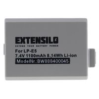 EXTENSILO Batterie compatible avec Canon EOS 450D, 500D, 1000D, Kiss F, Digital Rebel XSi appareil photo, reflex numérique (1100mAh,