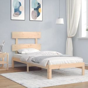 STRUCTURE DE LIT Cadre de lit en bois massif ATYHAO - Simple - Blanc - 90 x 190 cm - Contemporain - Design