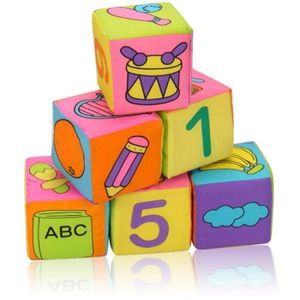ASSEMBLAGE CONSTRUCTION Ensemble de blocs de tissu Cube pour bébé - Jouets