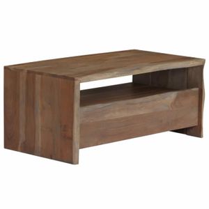TABLE BASSE Table basse - FDIT - Acacia massif - Gris - Avec compartiment et tiroir