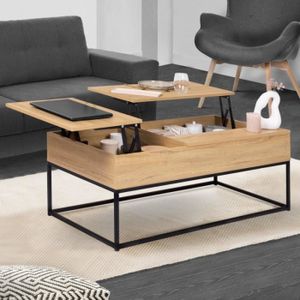 TABLE BASSE IDMARKET Table basse 2 plateaux relevables DETROIT design industriel