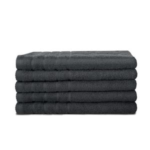 LOVELY HOME Lot de 5 Draps de douche Eponge 70x130cm 100% Coton Gris Anthracite