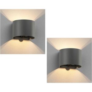 APPLIQUE EXTÉRIEURE 2 Pièces Applique Murale Runel Pour L'Extérieur, Ip65, Up--Downlight, Détecteur De Mouvement, Anthracite Mat, Ronde, 1X G9 M[b3071]