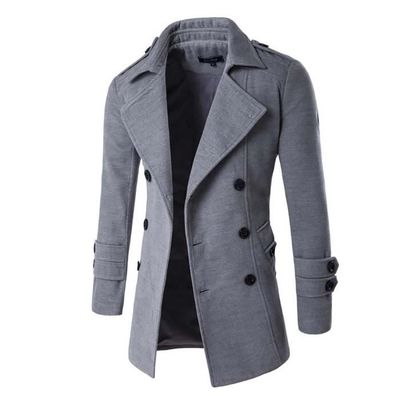 Manteau Homme En Laine Mélangée - Marque - Modèle - Slim - épaississant - Duffle Coat Homme - Kaki Kaki - Prêt-à-Porter