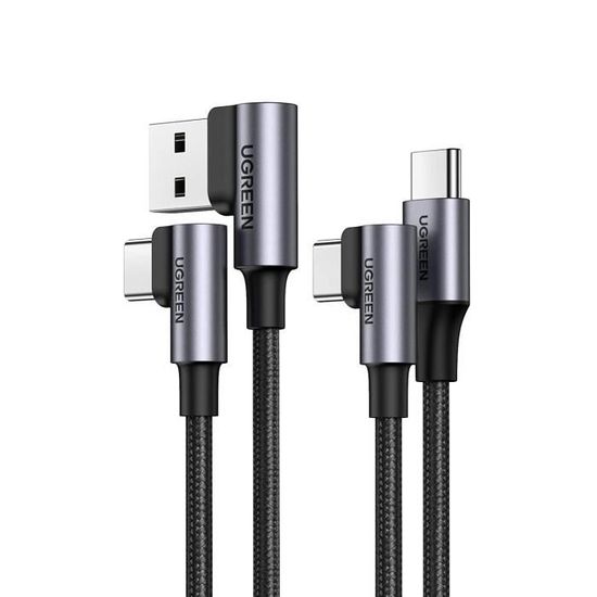 Câble USB Type-C Vers USB-C Coudé 90°/3A 60W Charge Rapide & transfer des  données