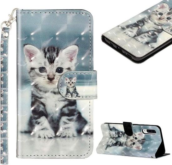 Portefeuille Fin En Cuir Synthétique Pour Homme - Imprimé Chat Mignon Multicolore - Compact 11,7x9,4 Cm - 7