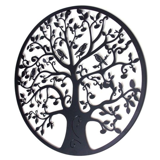 Décoration Murale Arbre De Vie Arbre De Vie Grand Acier Corten Noir O 80 Cm
