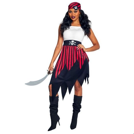 TaleMoon Deguisement Pirate Femme, 4 Pièces Costume Pirate