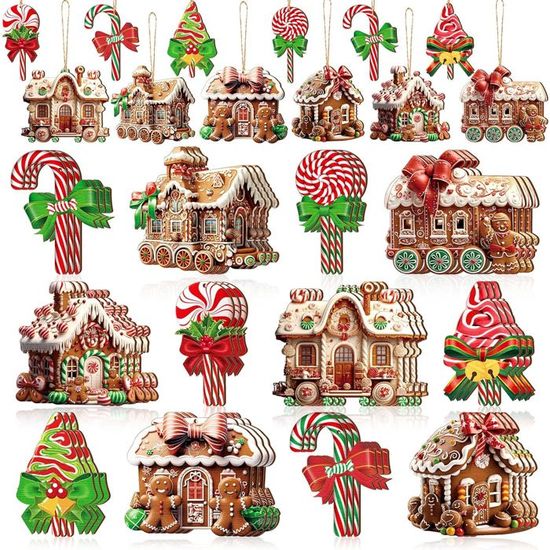 BRUBAKER Décorations pour sapin de Noël en paille, set de 48 pièces - jusqu'à 6,5 cm