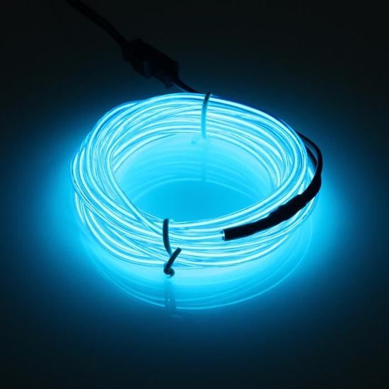 MASUNN 10M El LED Flexible Tube Souple Fil Neon Glow Voiture Corde Bande  Lumière Noël Décor DC 12V-Bleu