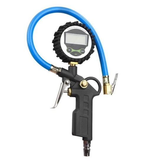 VERGO Jauge Digitale Pression Pneus Avec Tuyau Flexible - Manomètre Digital Voiture Moto Camion LCD