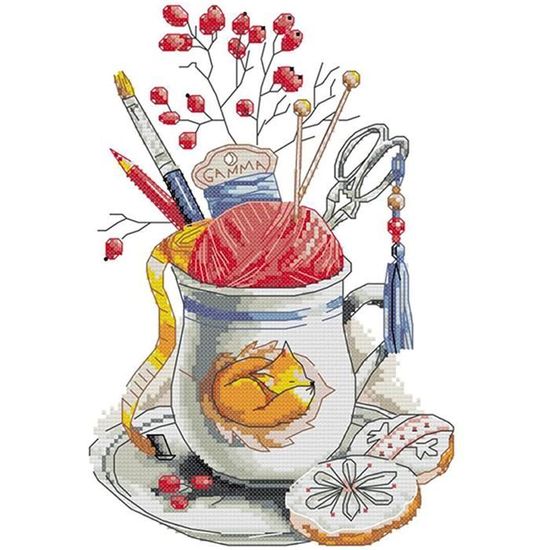 Kit Broderie Point De Croix Cukol - Toile 11CT Imprimée, Fil Coton, Aiguilles - Pour Débutants Adultes