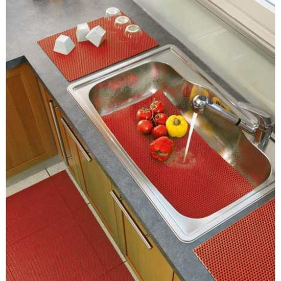 Tapis De Séchage Vaisselle Vintage Rouge - Égouttoir Absorbant Caoutchouc Pour Cuisine Campagne