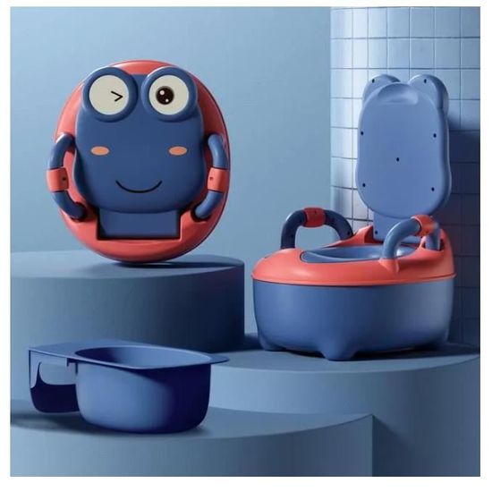Siège De Toilette D'apprentissage Pliable Pour Enfant - Avec Escalier Et Accoudoirs Réglables - Pour 1 à 7 Ans - Bleu/vert