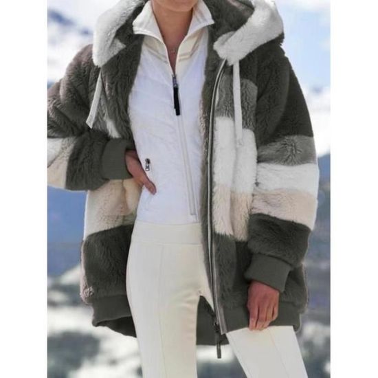 Manteau Polaire Femme à Capuche - Doux, Chaud, Décontracté, Zippé, Pour Hiver Et Loisirs