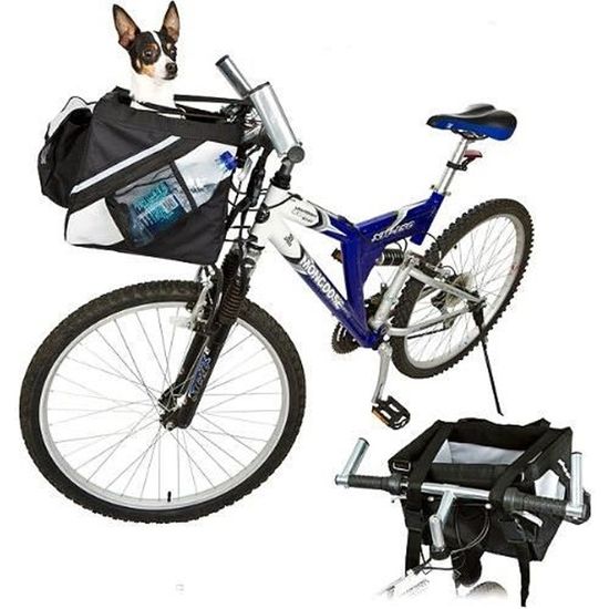 Panier Vélo Avant Amovible Pliable - Porte-Chien Chat Shopping Camping - Marron