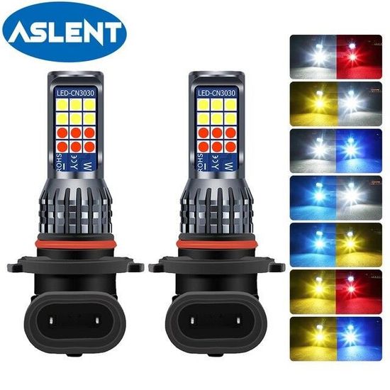 2 Ampoules LED H8/H11 Jaune+Bleu - 24 SMD 3030 - Pour Feux De Brouillard Et DRL