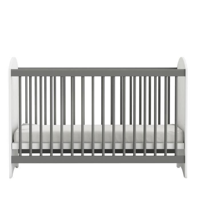 CLOVER Lit Bébé à Barreaux 60x120 cm Coloris Blanc Perle