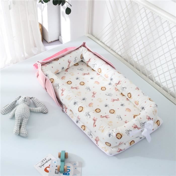 Lit Bébé Portable en Coton Reducteur de lit Pliable Nid pour nouveau-né nourrisson de voyage Lavable Berceau 0-2 Ans, Animaux