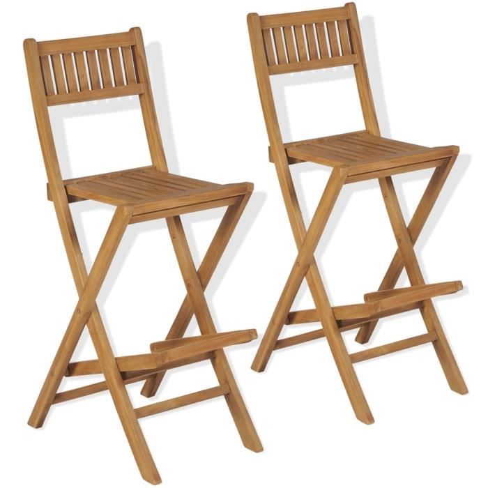 Tabouret de bar d'extérieur 2 pcs Teck 39,5 x 61 x 114 cm