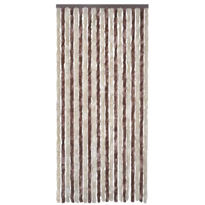 Magnifique Rideau de porte chenille brun et beige 100 x 220 cm