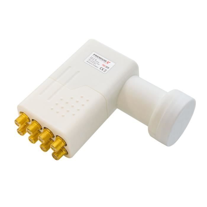 Tête lNB universelle octo 0,1 dB-wE premiumX pXO 08 blanc pour un raccordement direct de 8 participants digital hDTV fullHD 3D 4