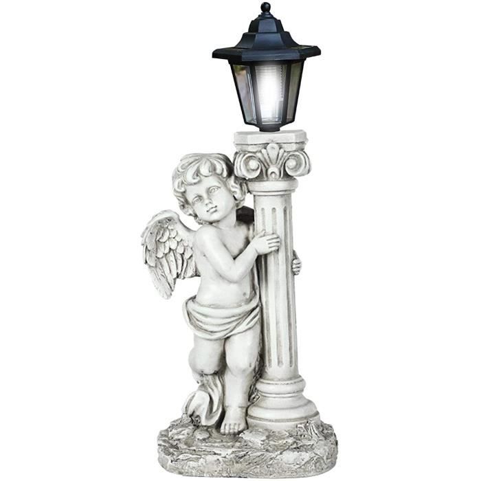 Statue d'ange en Résine Blanche, Figurines De Statue d'ange Solaire Ailes De Décoration De Jardin Intérieur240