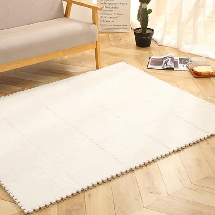 Tapis Chambre À Coucher Complète Chevet Enfants Ramper Puzzle En Peluche Plancher De Mousse Carré Salon Couture BLANC ma34868