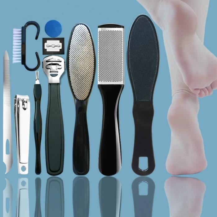 Kit De Pédicure De Rapeuse Pieds Multifonctionnel , Professionnel Lime Pour Pieds, Portable Pierre Ponce Pied Outils (10Pcs/Set)