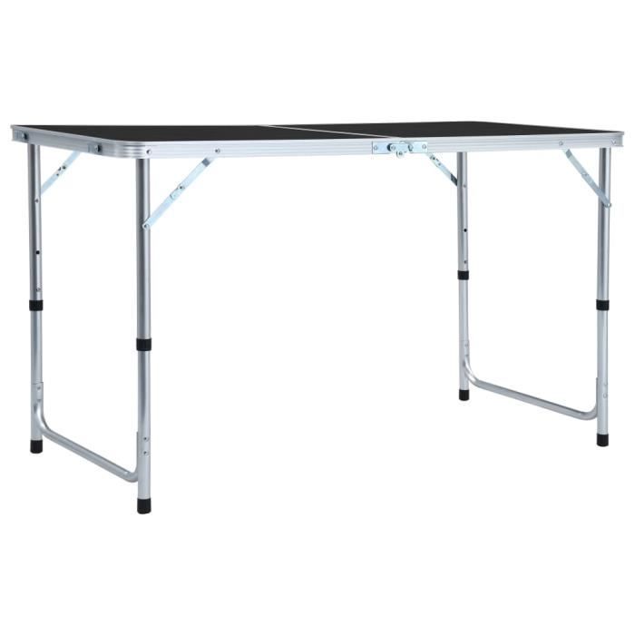Joli & Mode 7178 - Table de camping pliable Table de Pique-Nique - Gris Aluminium 120x60 cm