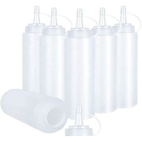 Pipette Plastique 6PCS Bouteilles en Plastique Squeeze Sauce à Condiments Distributeur avec Ensemble de Cap, pour Maison Restaurant