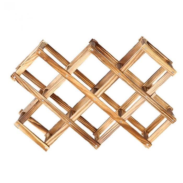YepYes Porte-bouteille de vin Cabinet Support Bouteille de vin en bois Porte Countertop pliable 10 Bouteilles