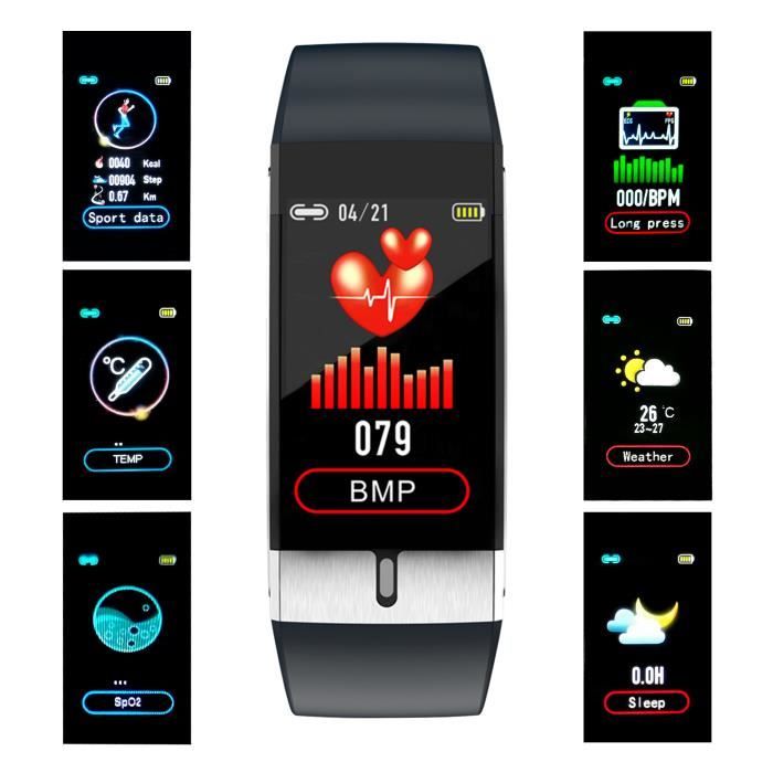 Bracelet de remise en forme intelligent sans fil - Moniteur de fréquence cardiaque et d'O2 au poignet, moniteur de pression artériel