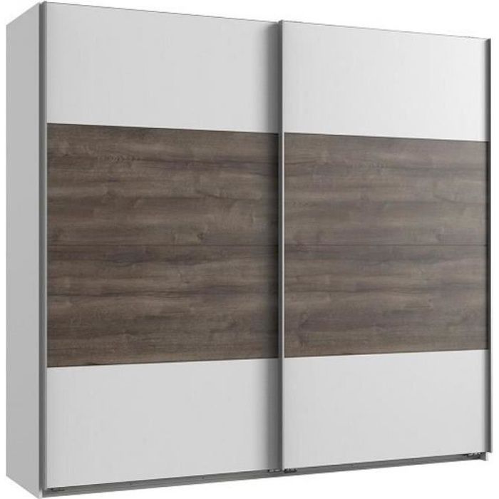 Armoire EVA portes coulissantes largeur 180 blanc / chêne châtaigne blanc Bois Inside75