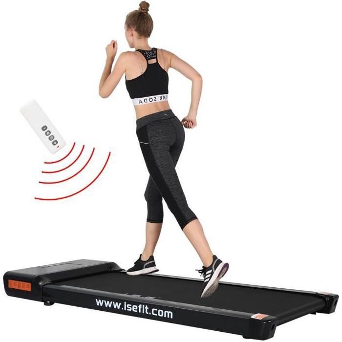 ISE Tapis de Course Electrique,Moteur 500W,Bluetooth Haut-parleurs Intégré et Télécommande,Vitesse Réglable 1-6KM/H,Ultra Fin,SY-A14