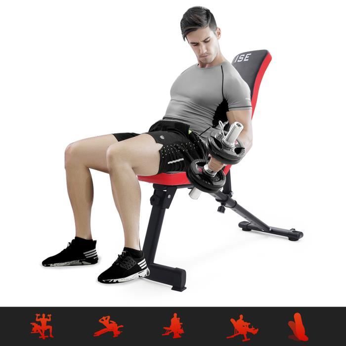ISE Banc de Musculation incliné ,Pliable ,Dossier réglables en 6 Positions, Formation d'exercice Max 250KG