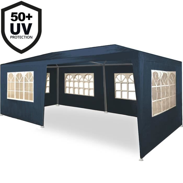 Tonnelle de jardin Rimini bleu 3x6m Barnum Pavillon extérieur avec 6 parois Réception